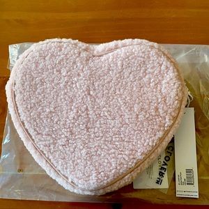 Stoney Clover Lane Light Pink Heart Sherpa Pouch